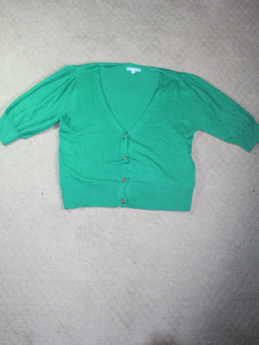 Draper James RSVP Size L Kelly Green Cardigan Sweater